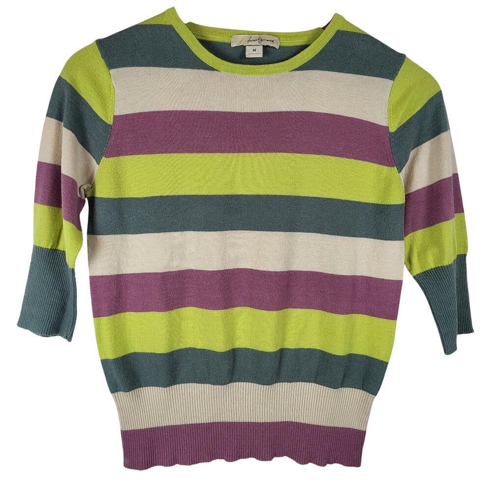Forever 21 Colorblock Stripe Knit Colorful Sweatshirt Y2K Retro Dopamine Sz M